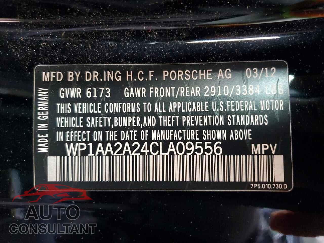 PORSCHE CAYENNE 2012 - WP1AA2A24CLA09556