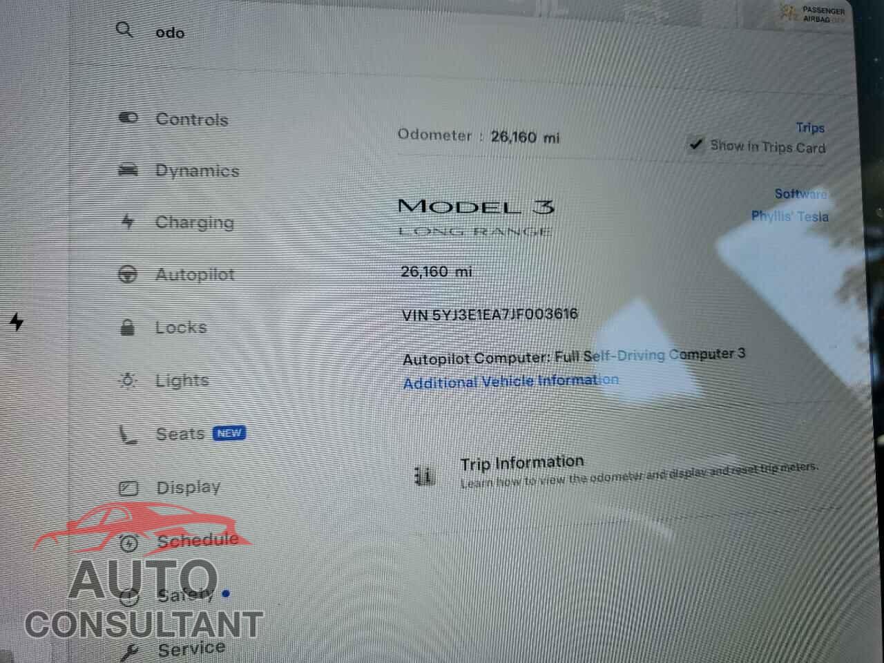 TESLA MODEL 3 2018 - 5YJ3E1EA7JF003616
