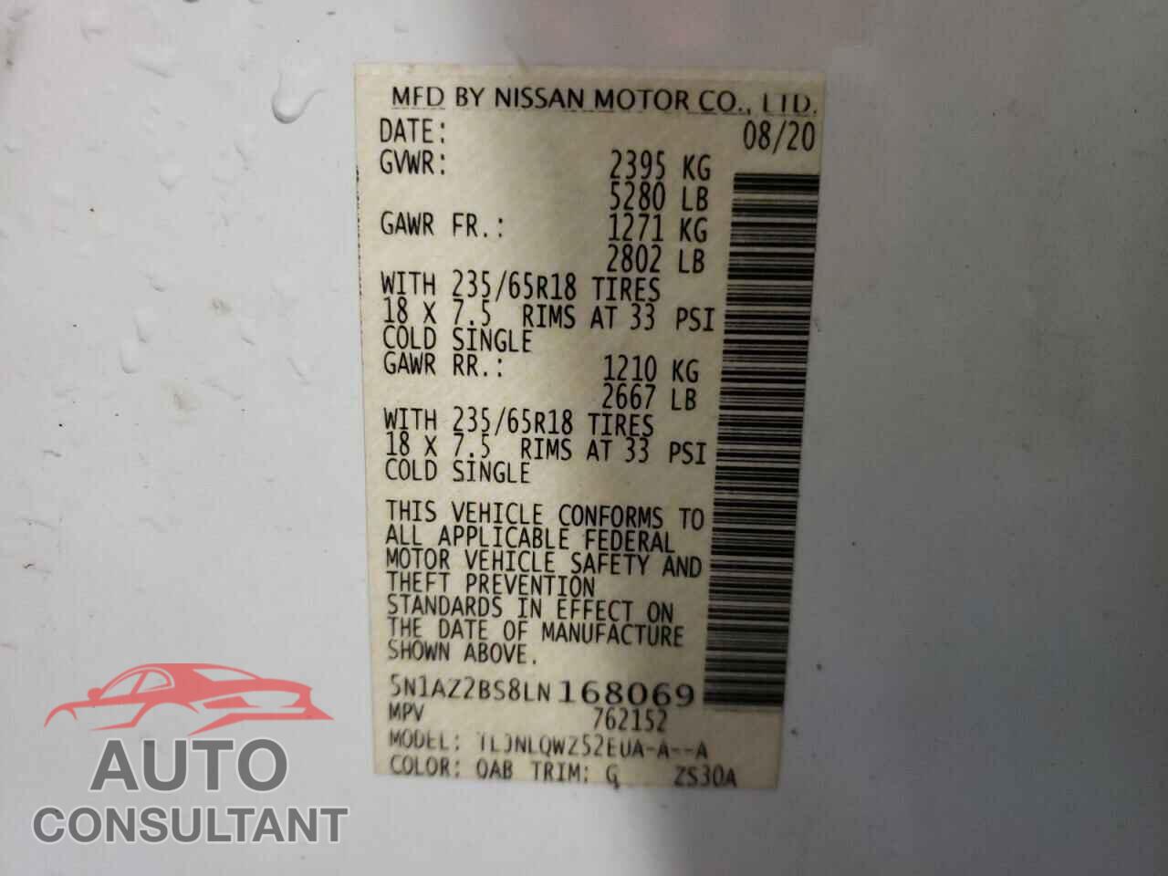 NISSAN MURANO 2020 - 5N1AZ2BS8LN168069