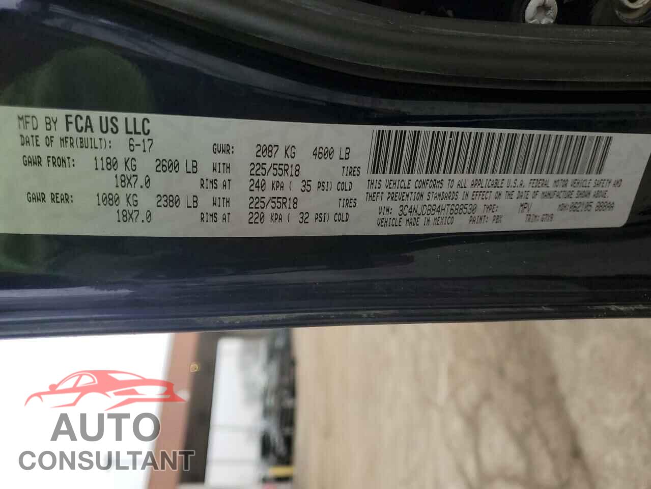 JEEP COMPASS 2017 - 3C4NJDBB4HT688530
