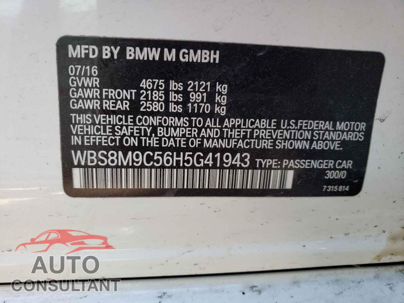 BMW M3 2017 - WBS8M9C56H5G41943