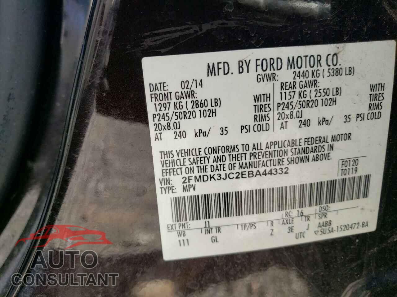 FORD EDGE 2014 - 2FMDK3JC2EBA44332
