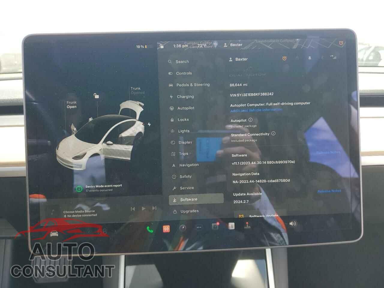 TESLA MODEL 3 2019 - 5YJ3E1EB6KF388242