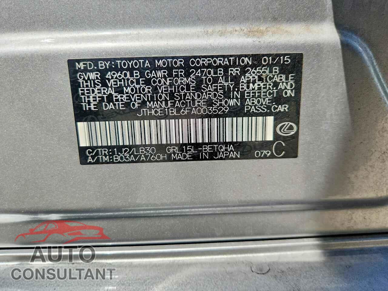 LEXUS GS 2015 - JTHCE1BL6FA003529