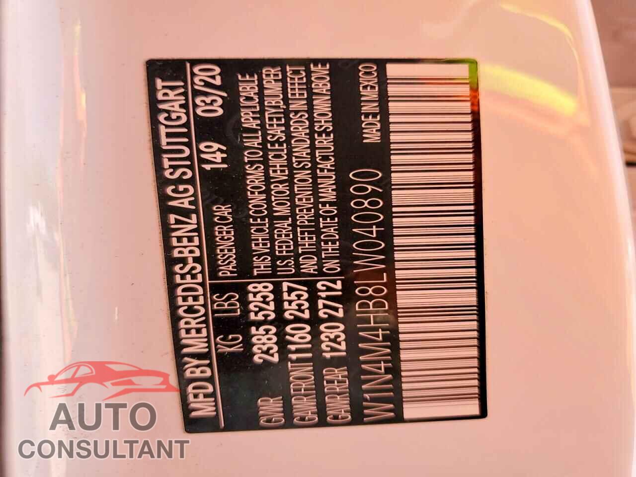 MERCEDES-BENZ GLB-CLASS 2020 - W1N4M4HB8LW040890
