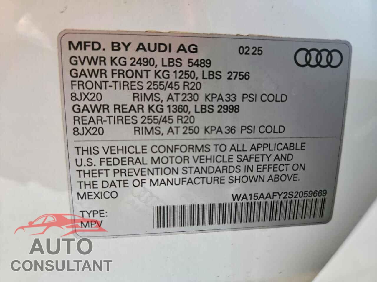AUDI Q5 2025 - WA15AAFY2S2059669