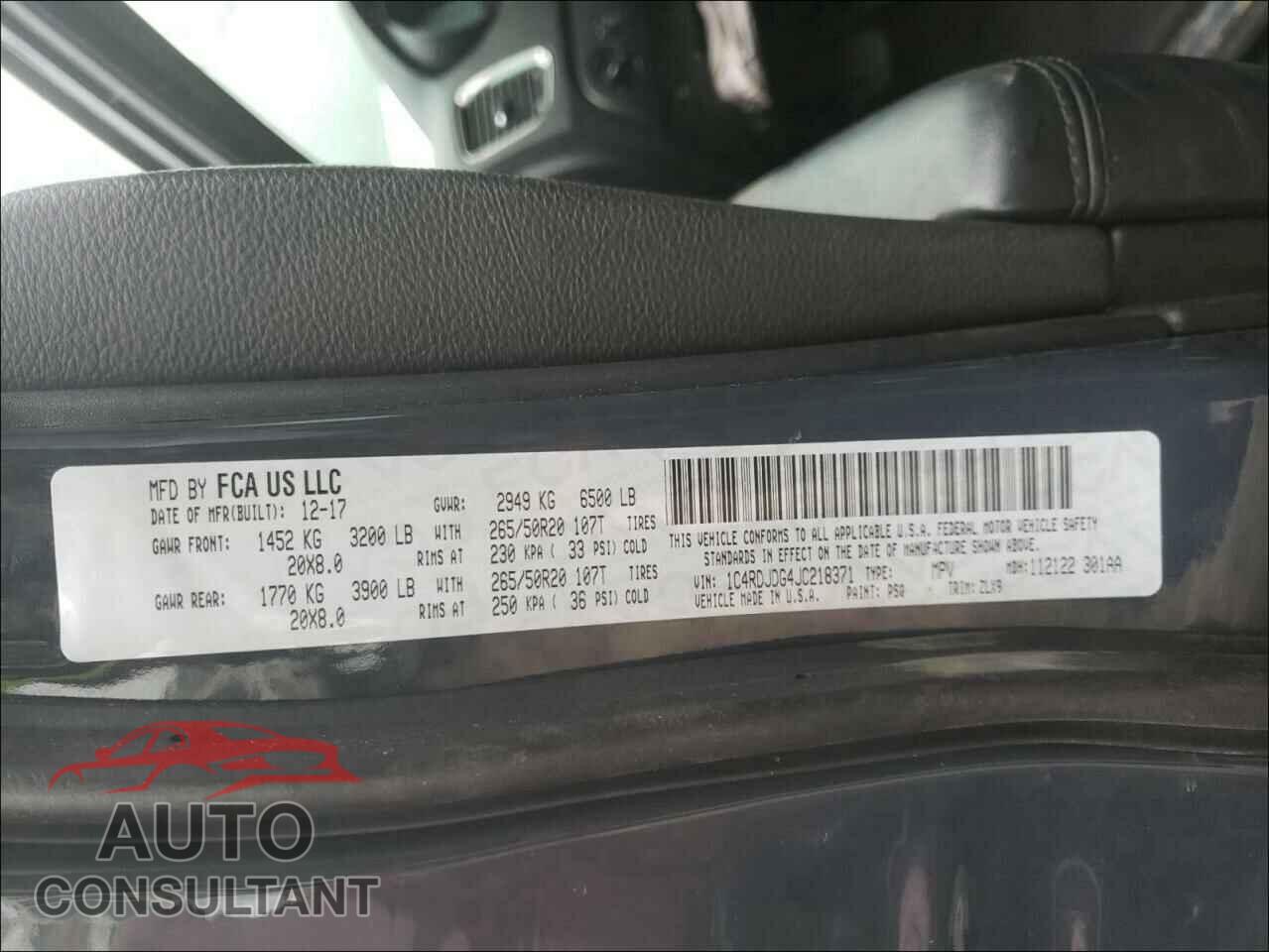 DODGE DURANGO 2018 - 1C4RDJDG4JC218371