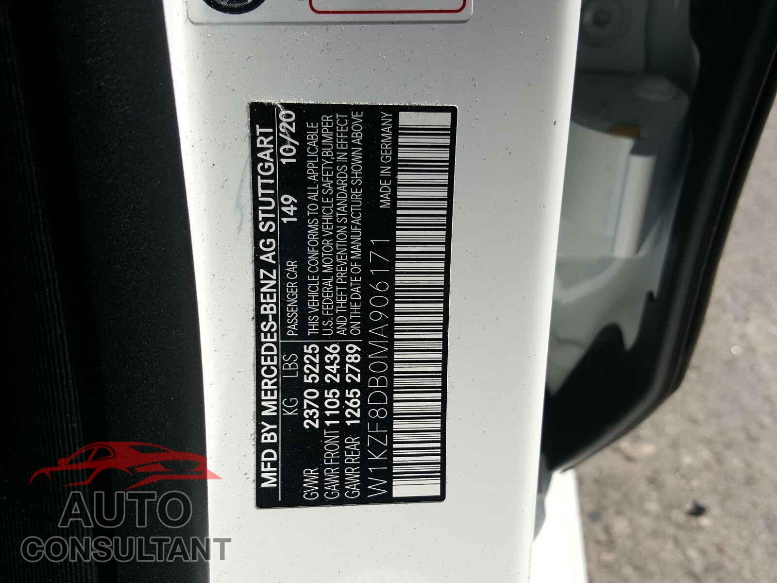 MERCEDES-BENZ E CLASS 2021 - W1KZF8DB0MA906171