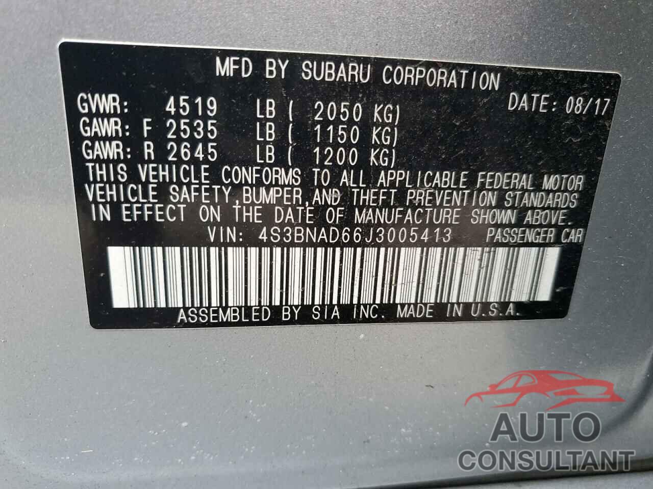 SUBARU LEGACY 2018 - 4S3BNAD66J3005413