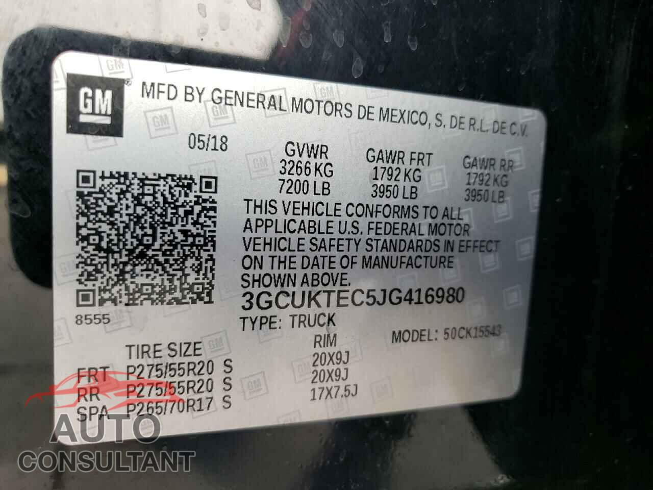 CHEVROLET SILVERADO 2018 - 3GCUKTEC5JG416980