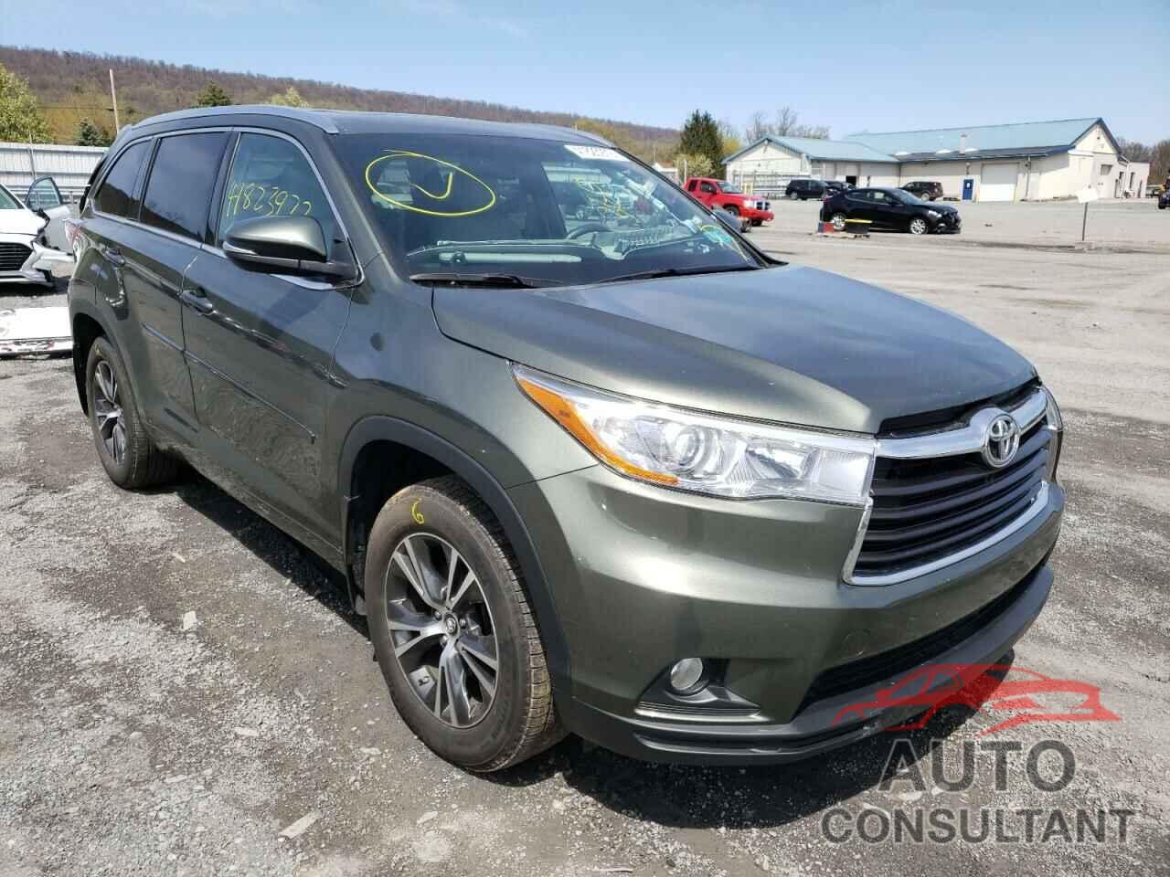 TOYOTA HIGHLANDER 2016 - 5TDJKRFH5GS334919