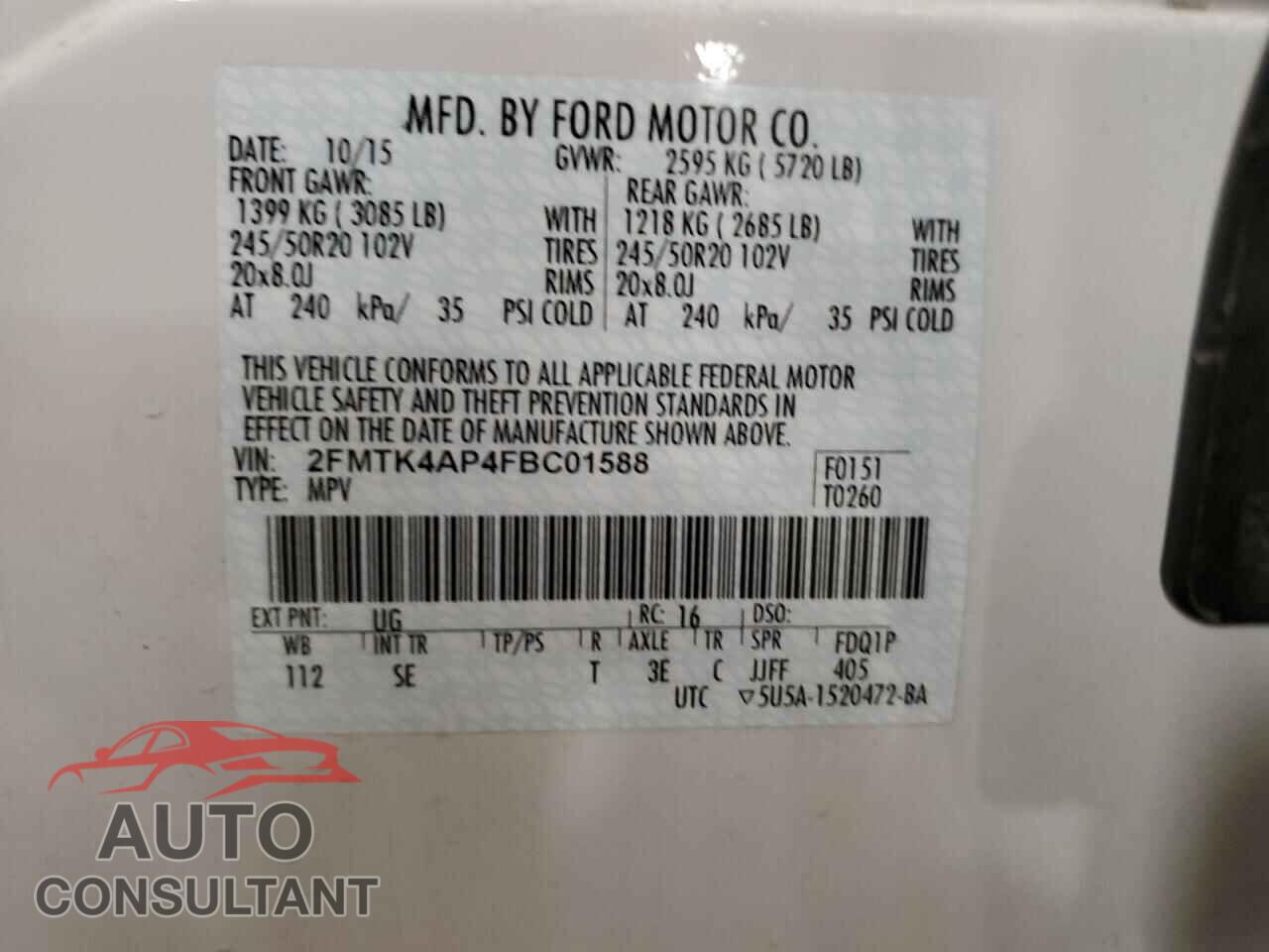FORD EDGE 2015 - 2FMTK4AP4FBC01588