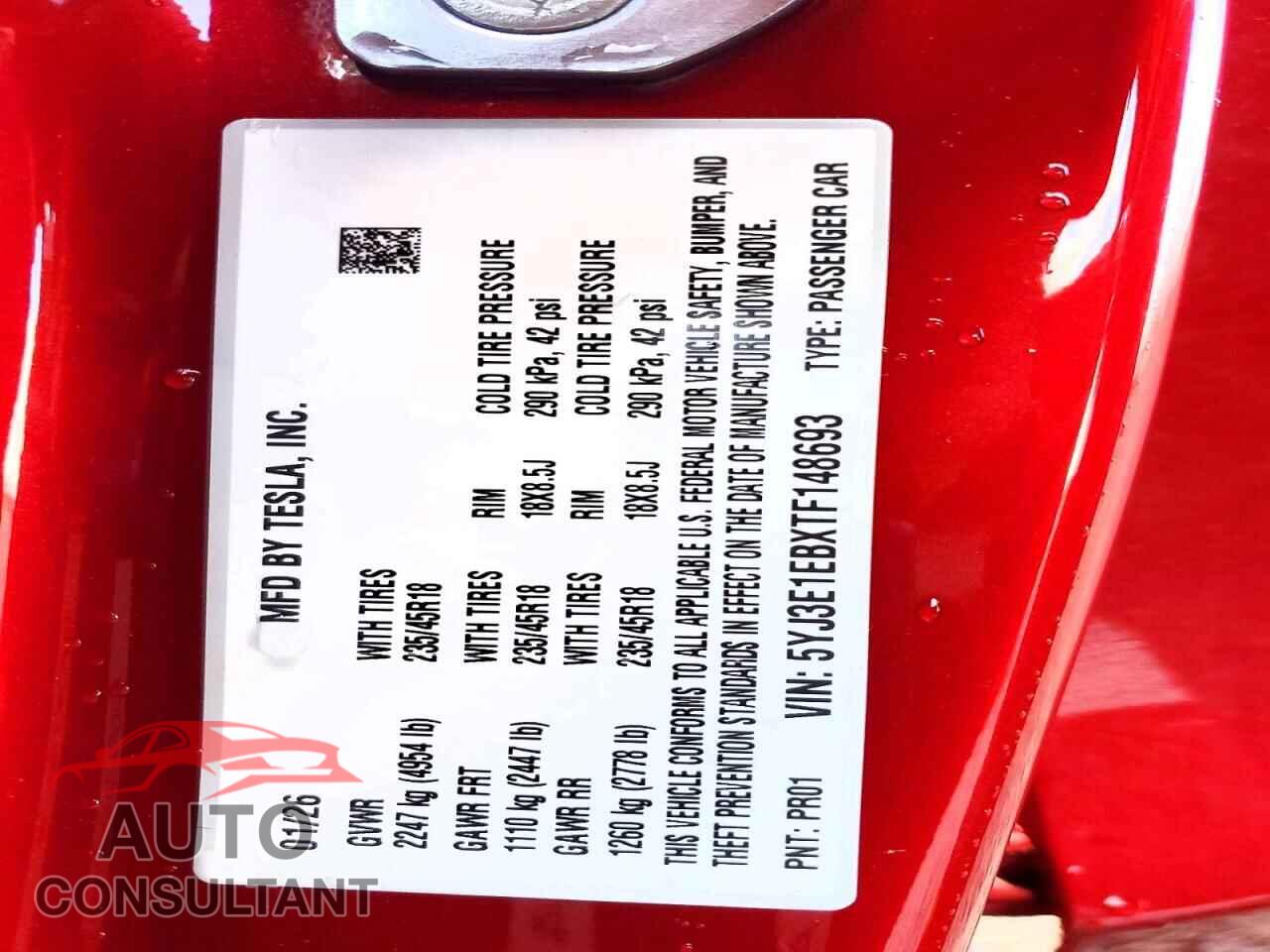 TESLA MODEL 3 2026 - 5YJ3E1EBXTF148693
