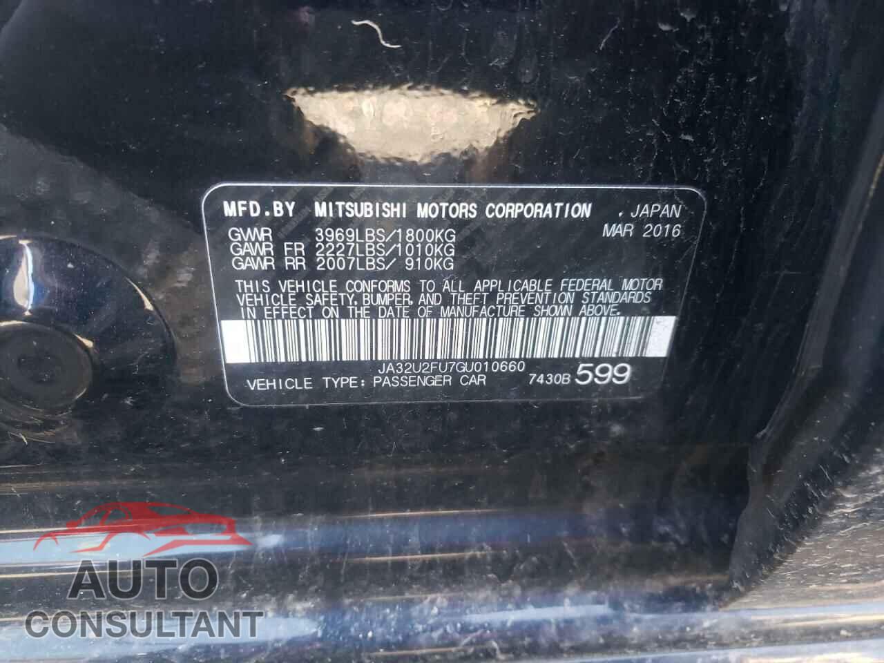 MITSUBISHI LANCER 2016 - JA32U2FU7GU010660