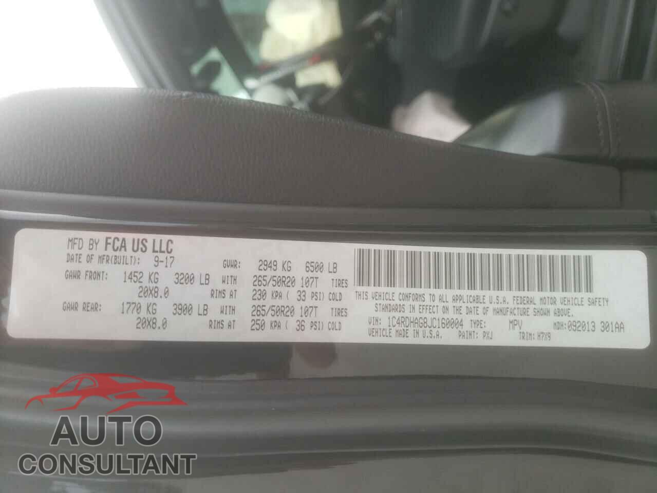 DODGE DURANGO 2018 - 1C4RDHAG8JC160004