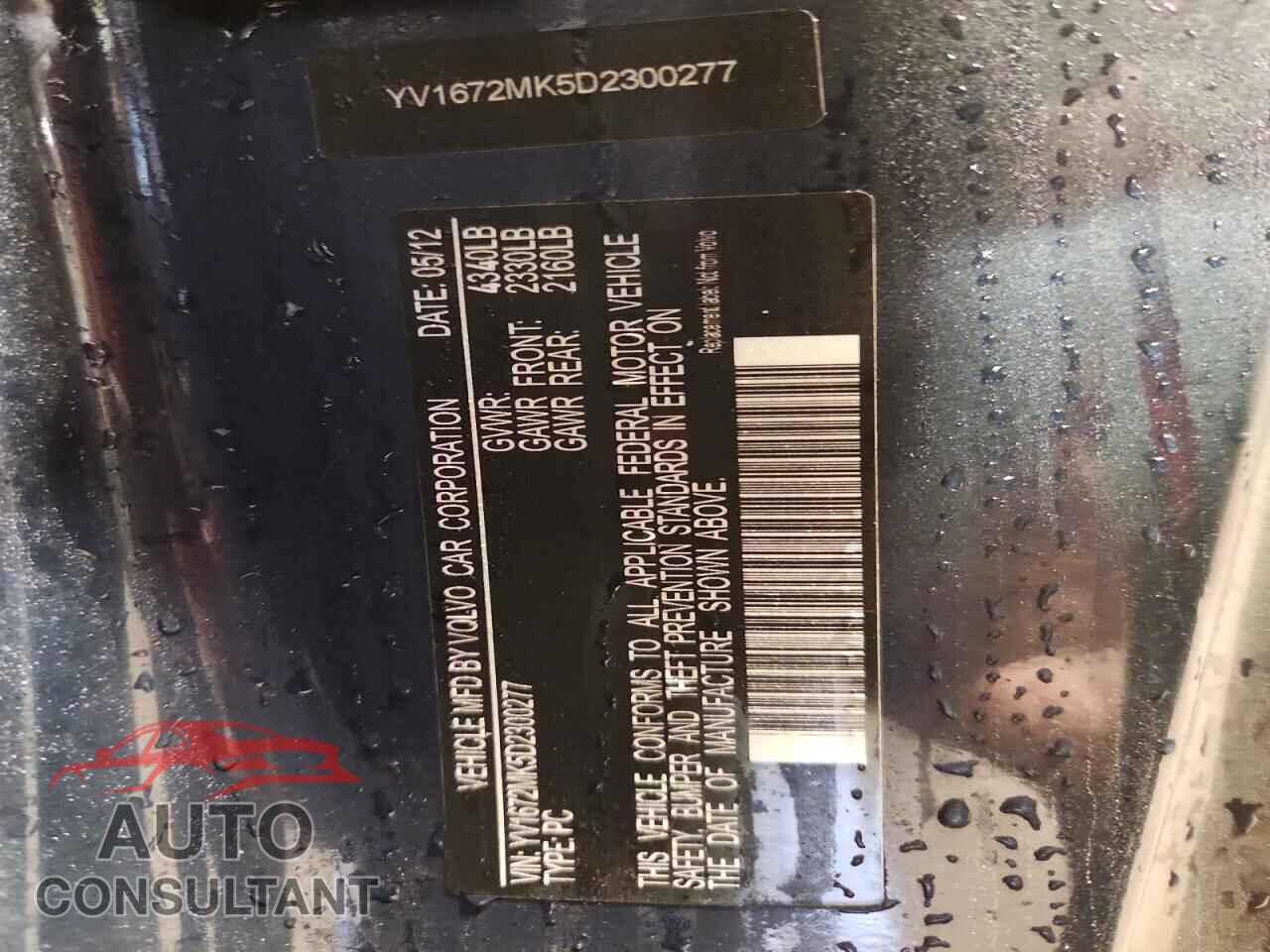VOLVO C30 2013 - YV1672MK5D2300277