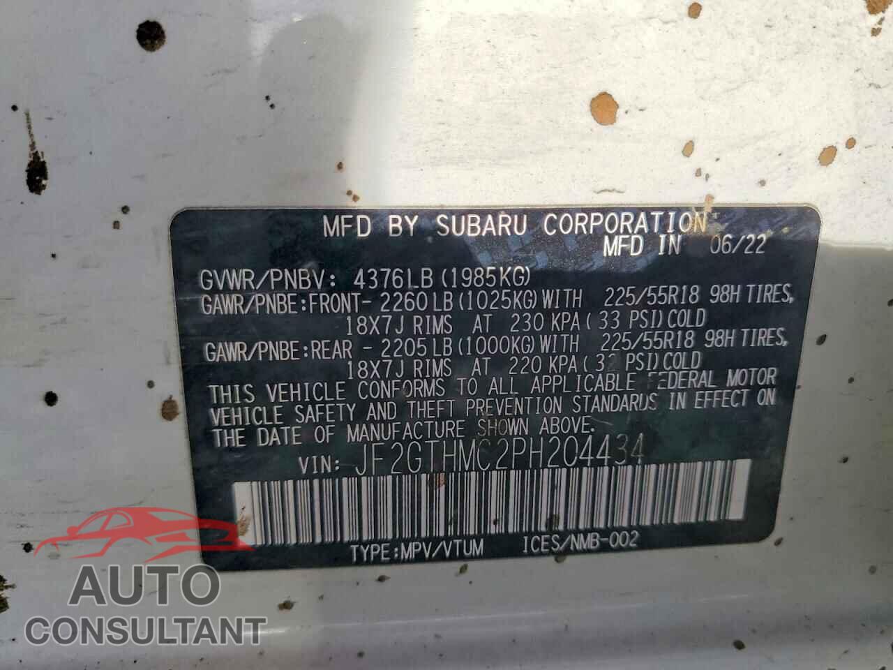 SUBARU CROSSTREK 2023 - JF2GTHMC2PH204434