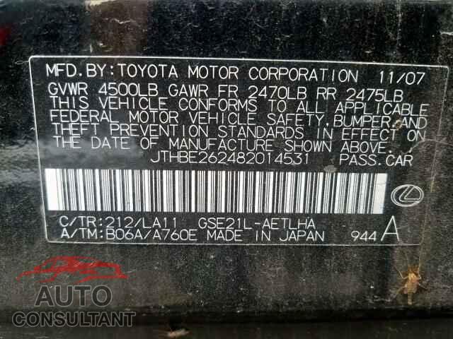 LEXUS IS 2008 - JTHBE262482014531
