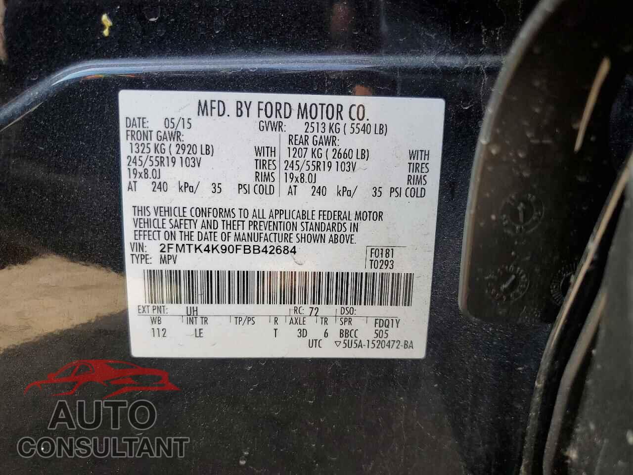 FORD EDGE 2015 - 2FMTK4K90FBB42684