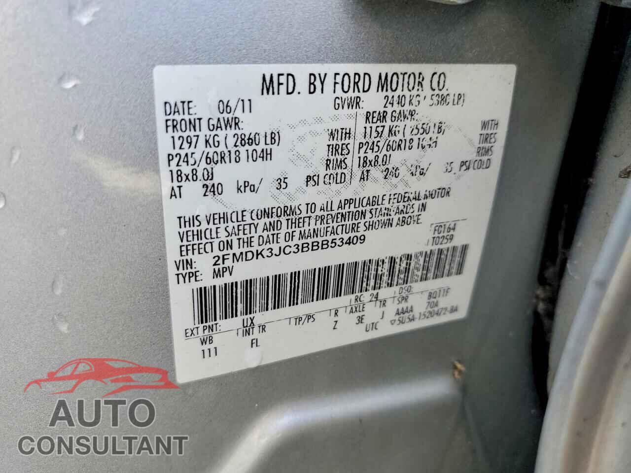 FORD EDGE 2011 - 2FMDK3JC3BBB53409