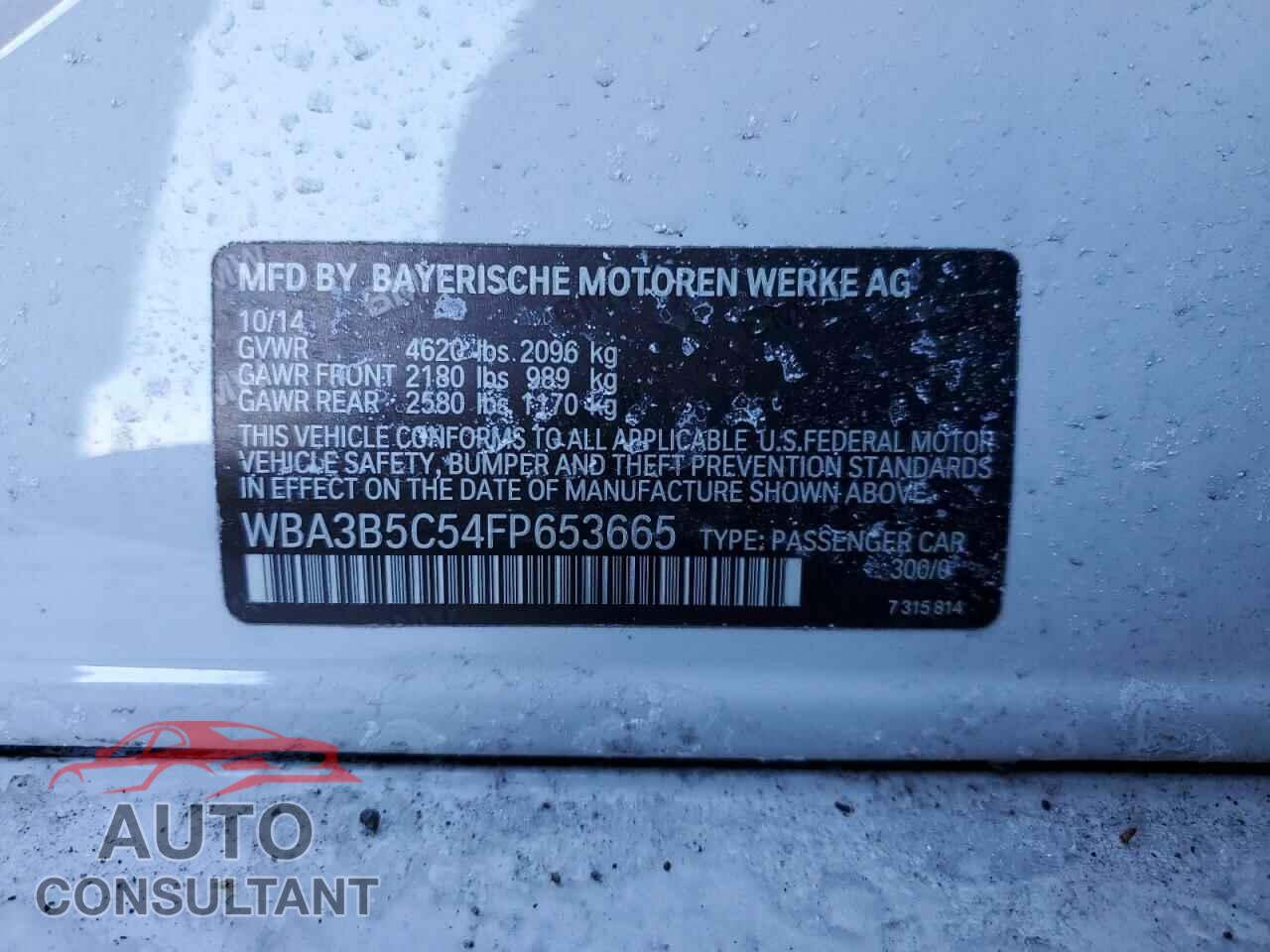 BMW 3 SERIES 2015 - WBA3B5C54FP653665