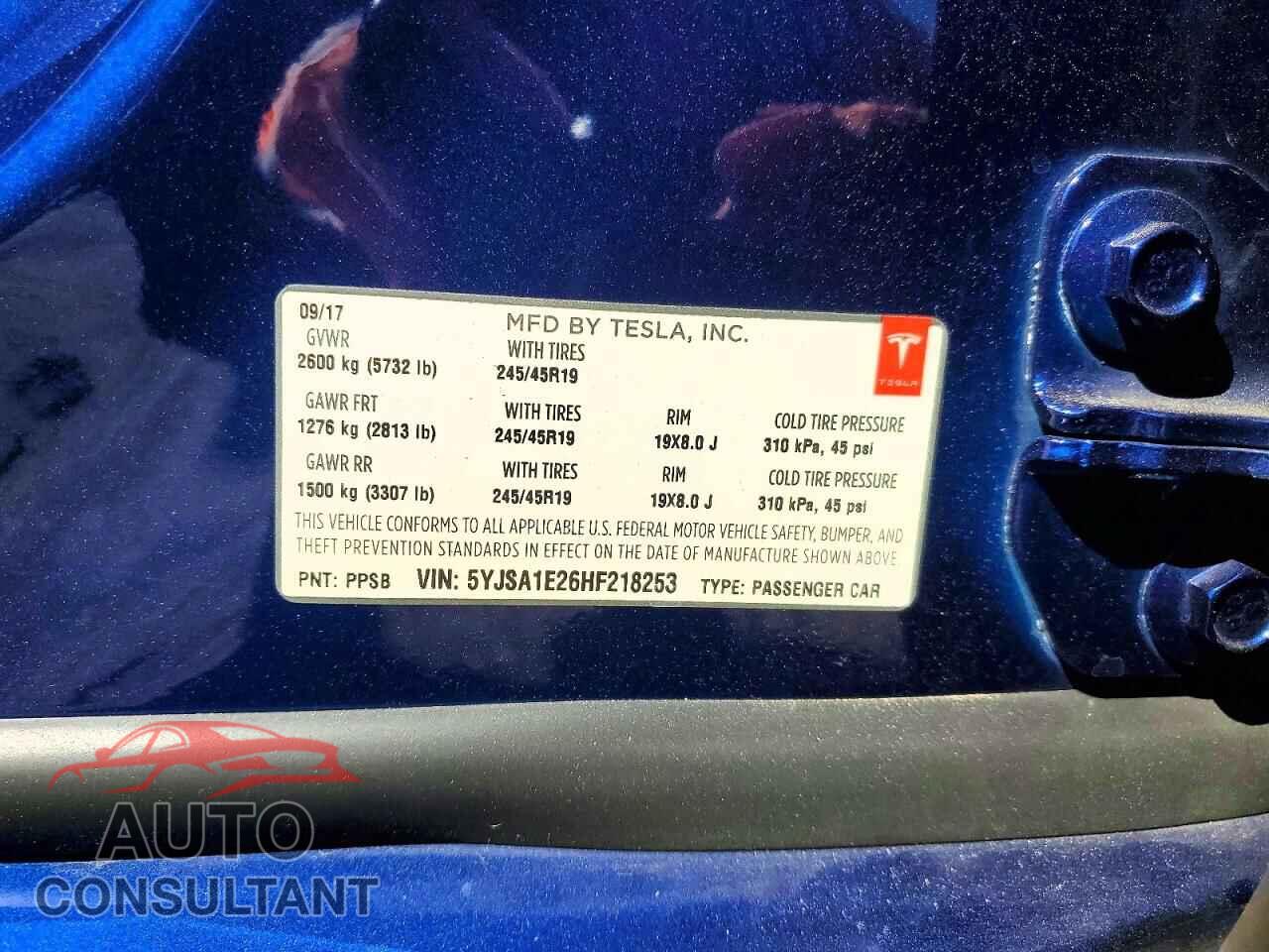 TESLA MODEL S 2017 - 5YJSA1E26HF218253