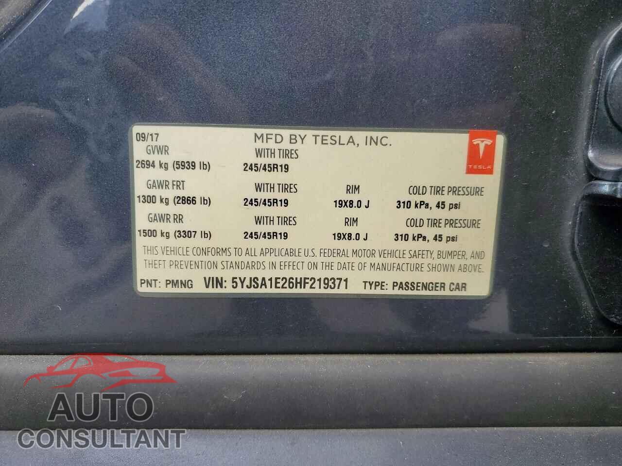 TESLA MODEL S 2017 - 5YJSA1E26HF219371