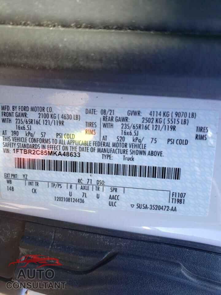 FORD TRANSIT CO 2021 - 1FTBR2C85MKA48633