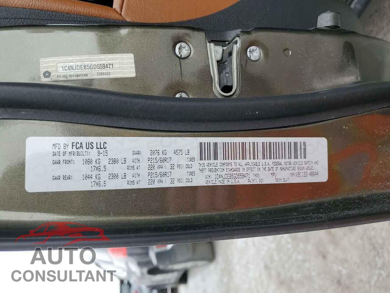 JEEP COMPASS 2016 - 1C4NJDEB5GD559471