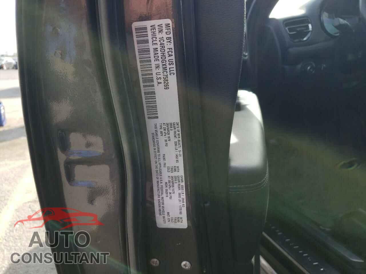 DODGE DURANGO 2021 - 1C4RDHDGXMC758269
