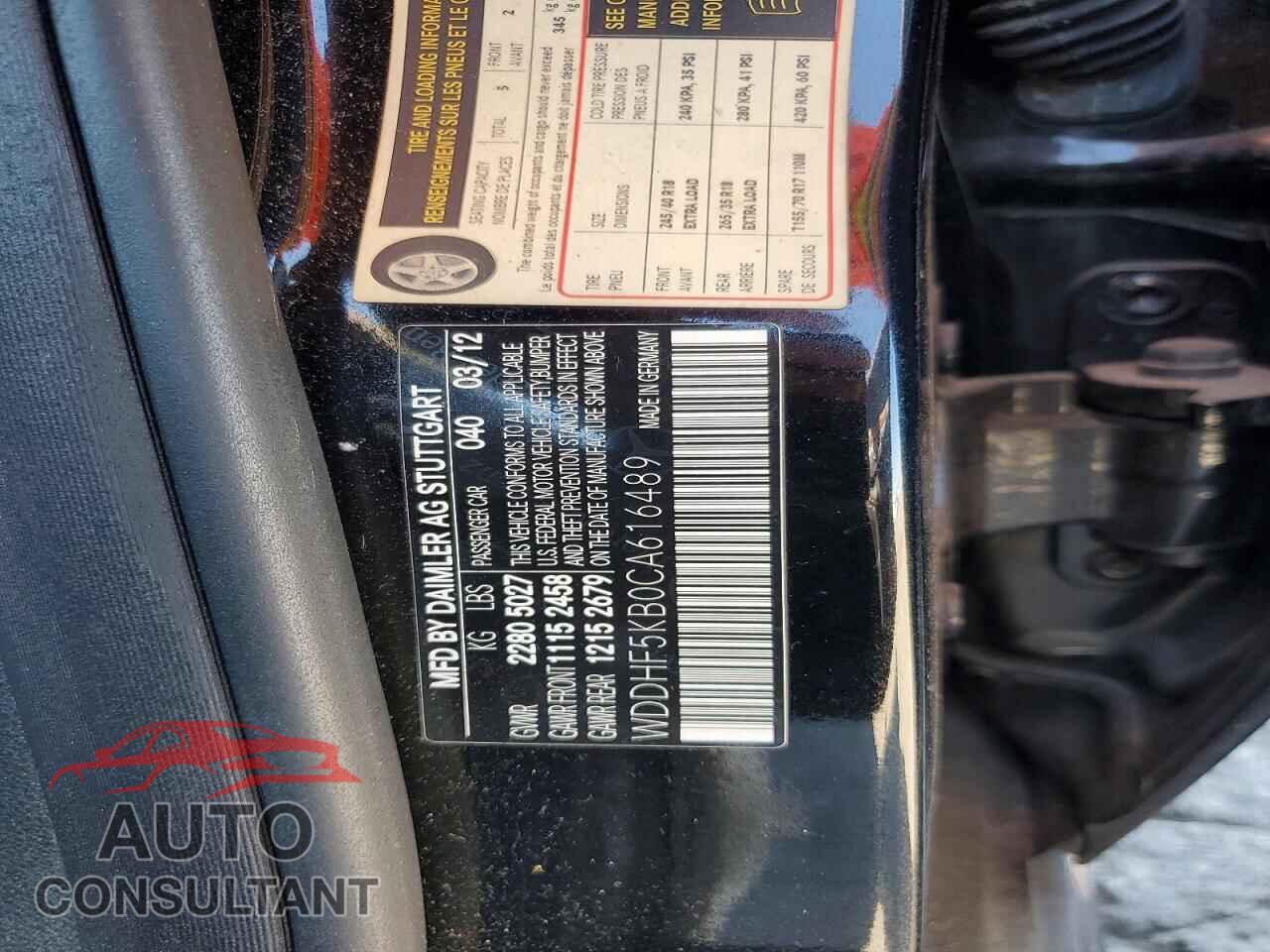 MERCEDES-BENZ E-CLASS 2012 - WDDHF5KB0CA616489