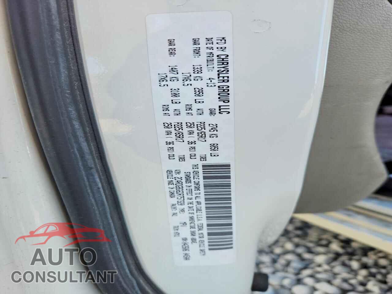 DODGE CARAVAN 2013 - 2C4RDGBG6DR757320