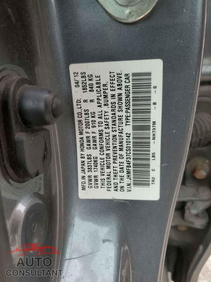 HONDA CIVIC 2012 - JHMFB4F37CS010142