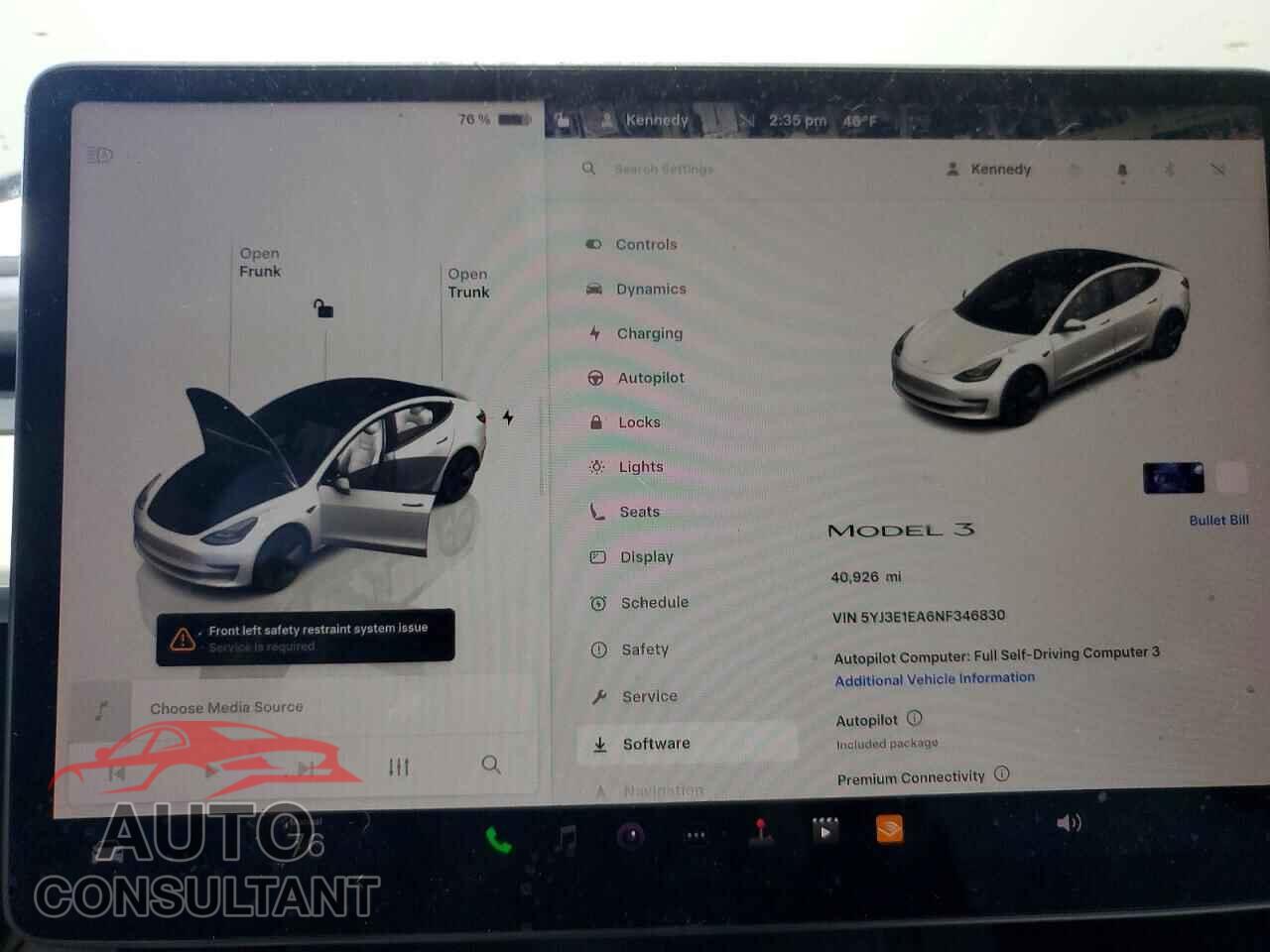 TESLA MODEL 3 2022 - 5YJ3E1EA6NF346830