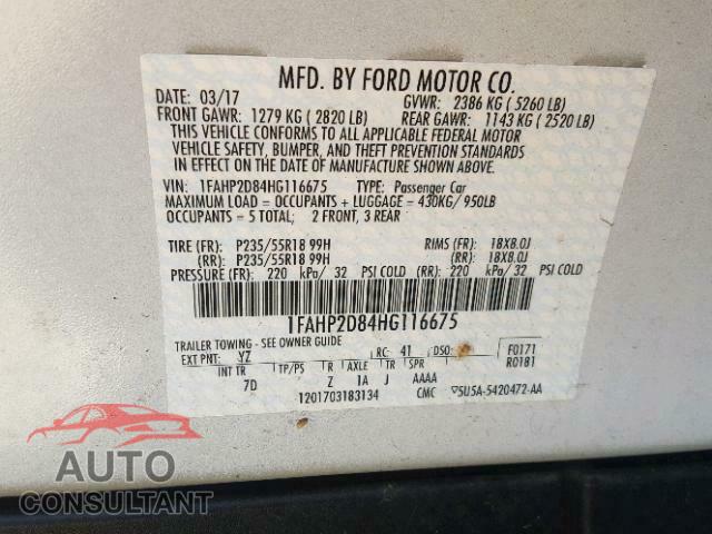 FORD TAURUS 2017 - 1FAHP2D84HG116675