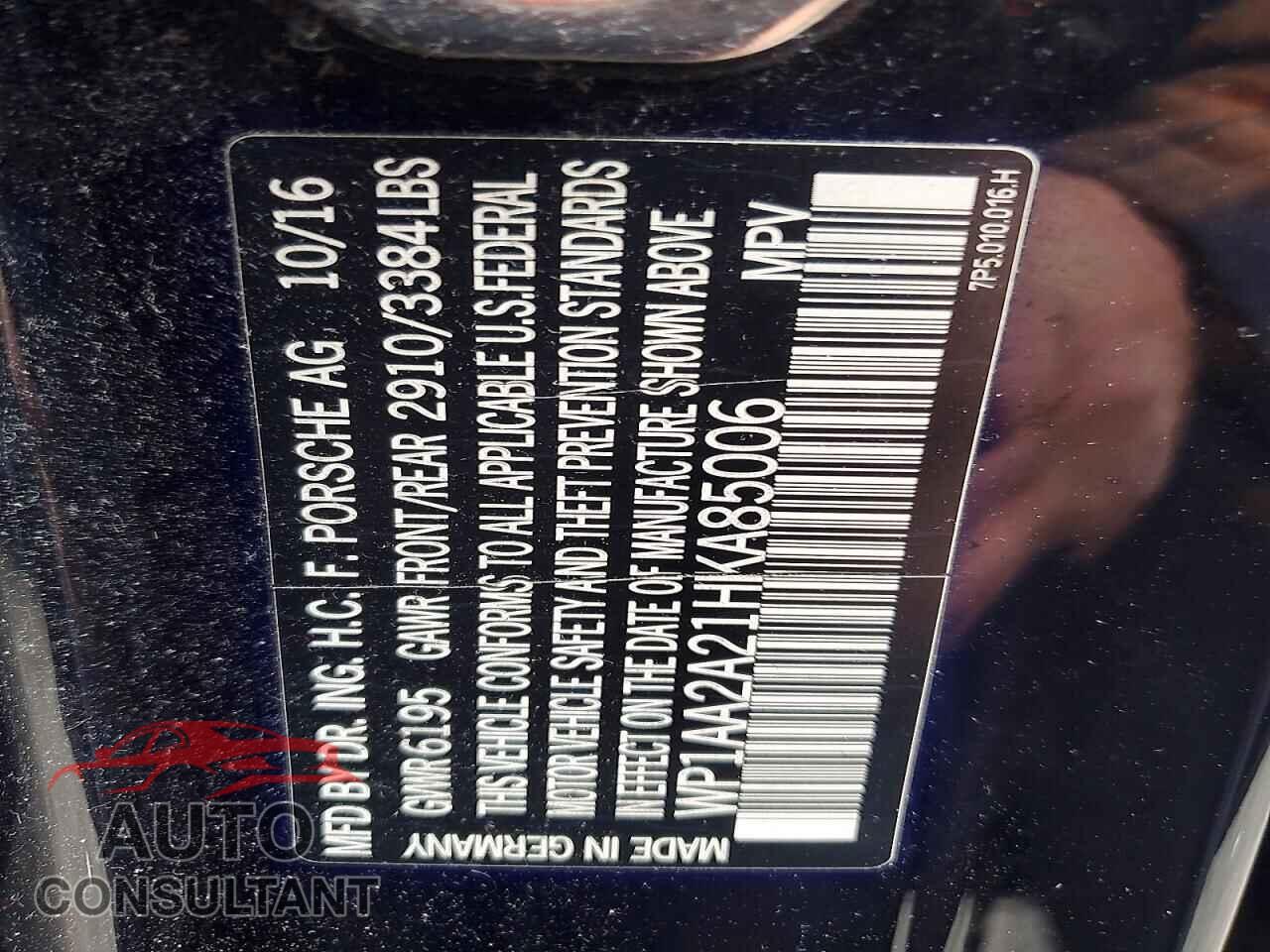 PORSCHE CAYENNE 2017 - WP1AA2A21HKA85006