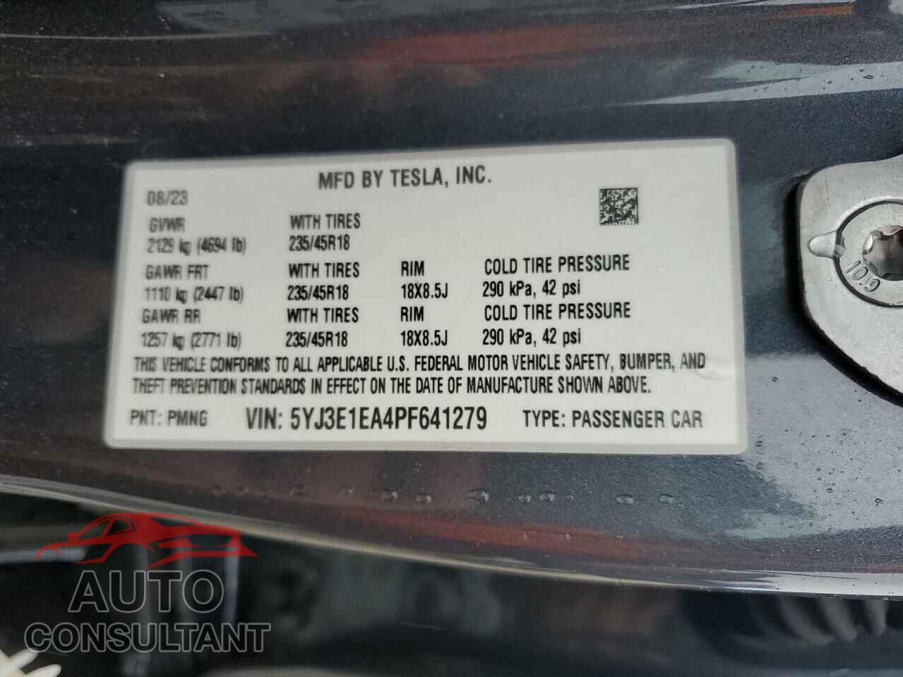 TESLA MODEL 3 2023 - 5YJ3E1EA4PF641279