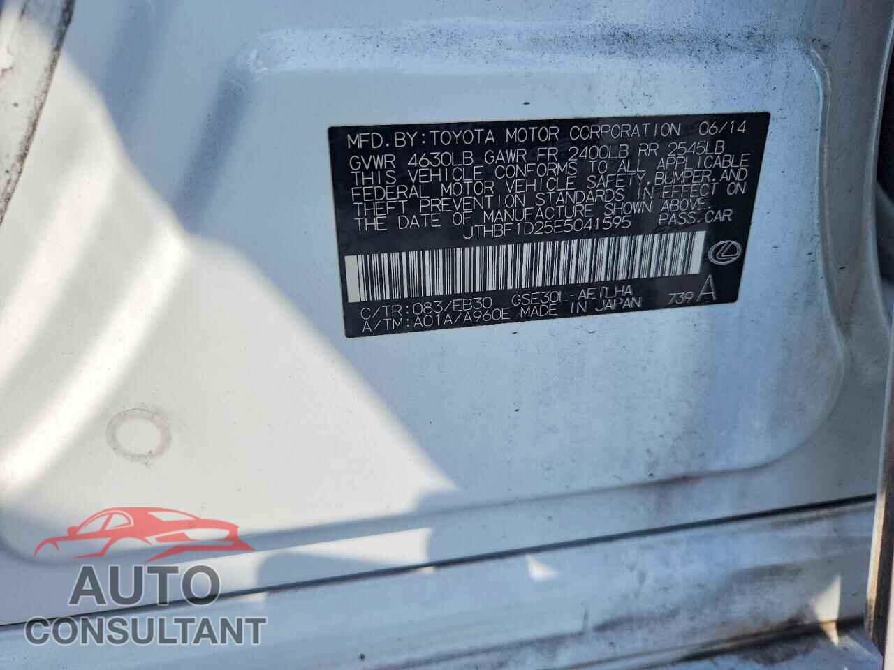 LEXUS IS 2014 - JTHBF1D25E5041595