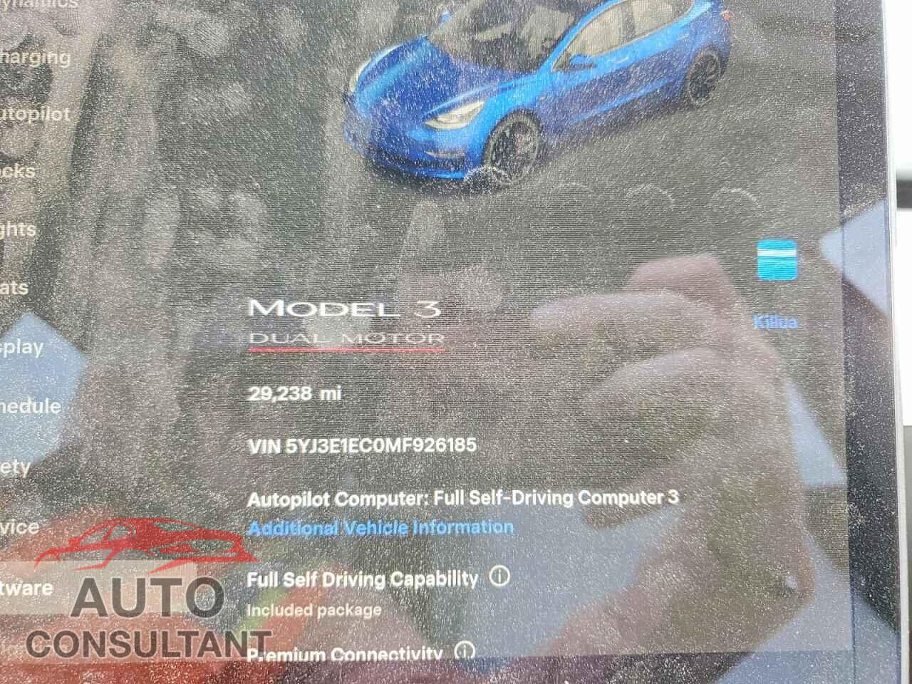 TESLA MODEL 3 2021 - 5YJ3E1EC0MF926185