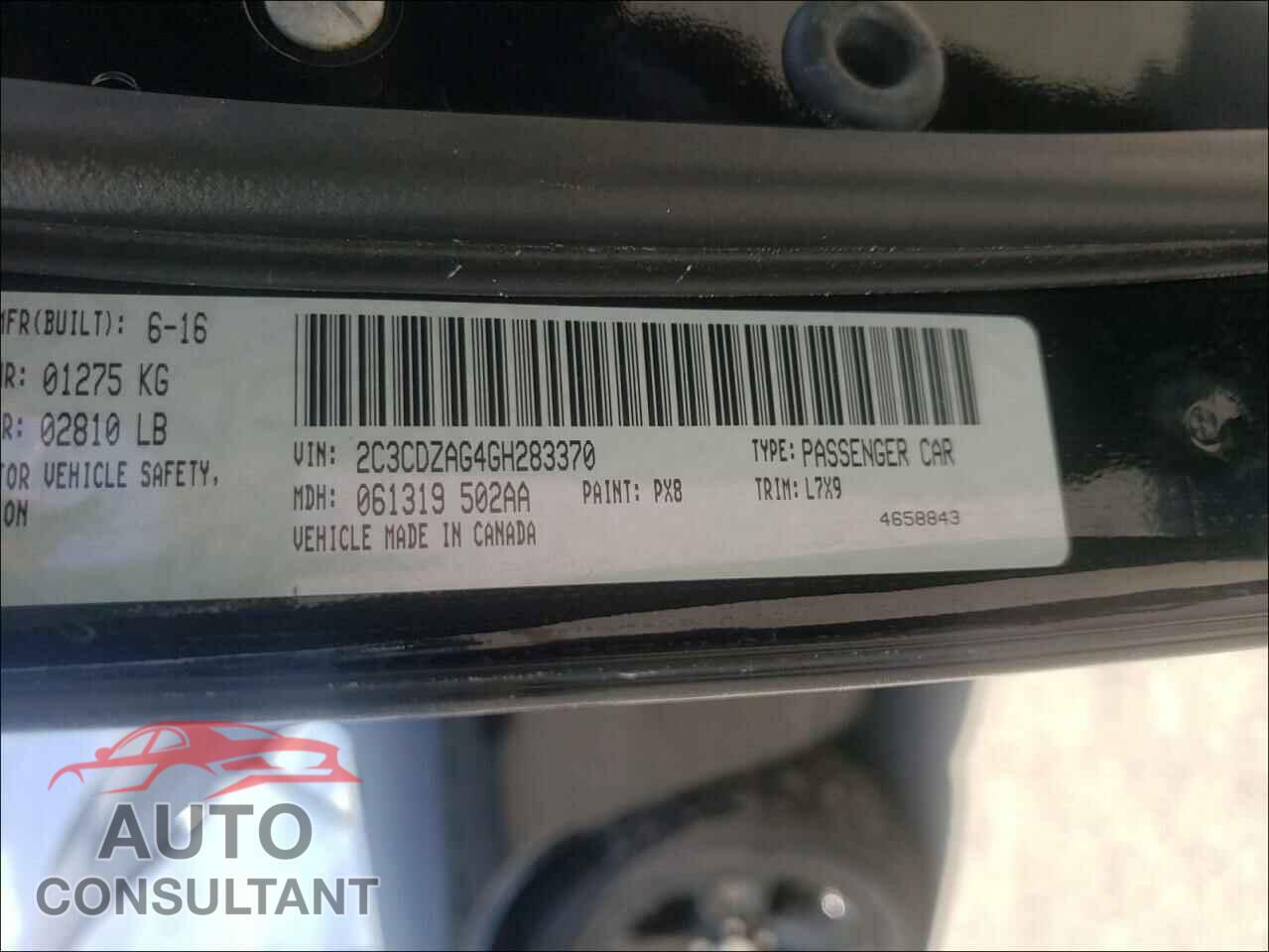 DODGE CHALLENGER 2016 - 2C3CDZAG4GH283370