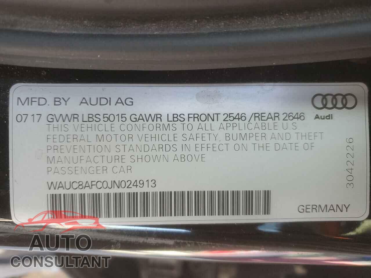AUDI A6 2018 - WAUC8AFC0JN024913