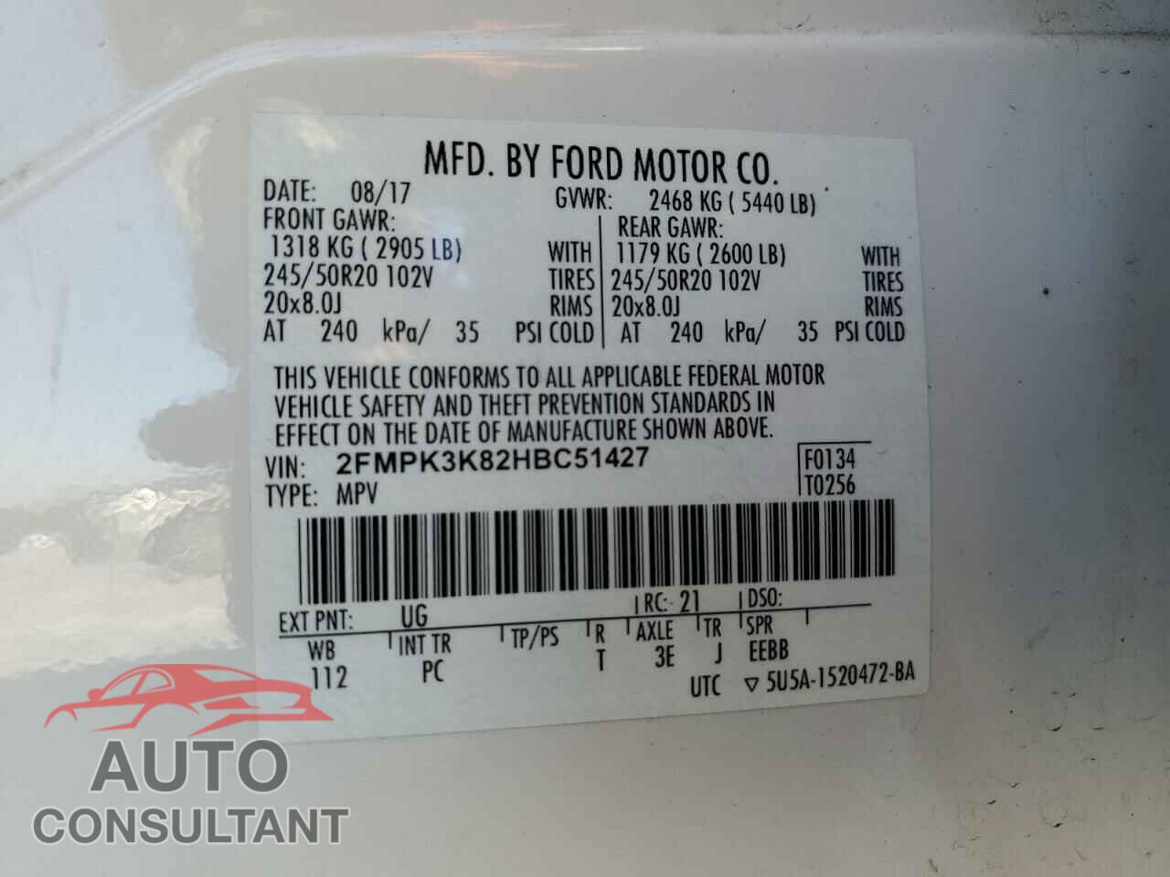 FORD EDGE 2017 - 2FMPK3K82HBC51427