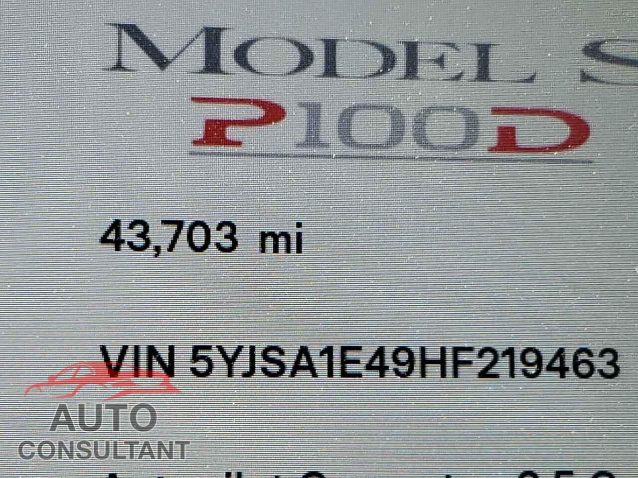 TESLA MODEL S 2017 - 5YJSA1E49HF219463