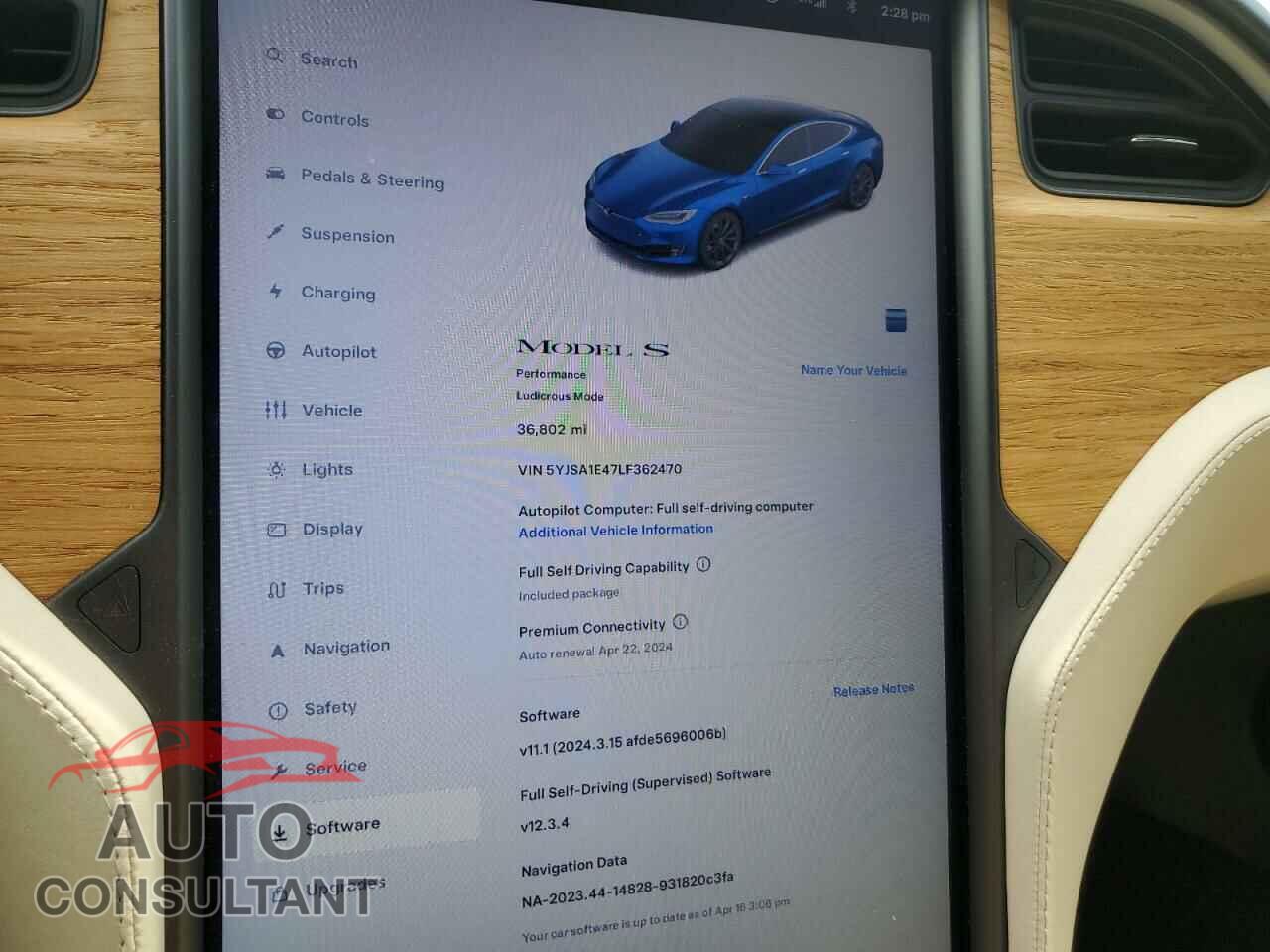 TESLA MODEL S 2020 - 5YJSA1E47LF362470
