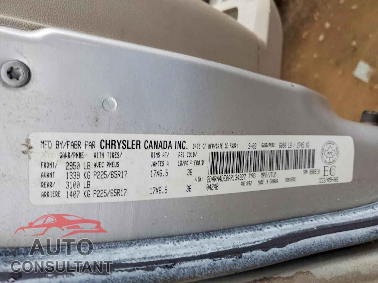 DODGE CARAVAN 2010 - 2D4RN4DE0AR134927