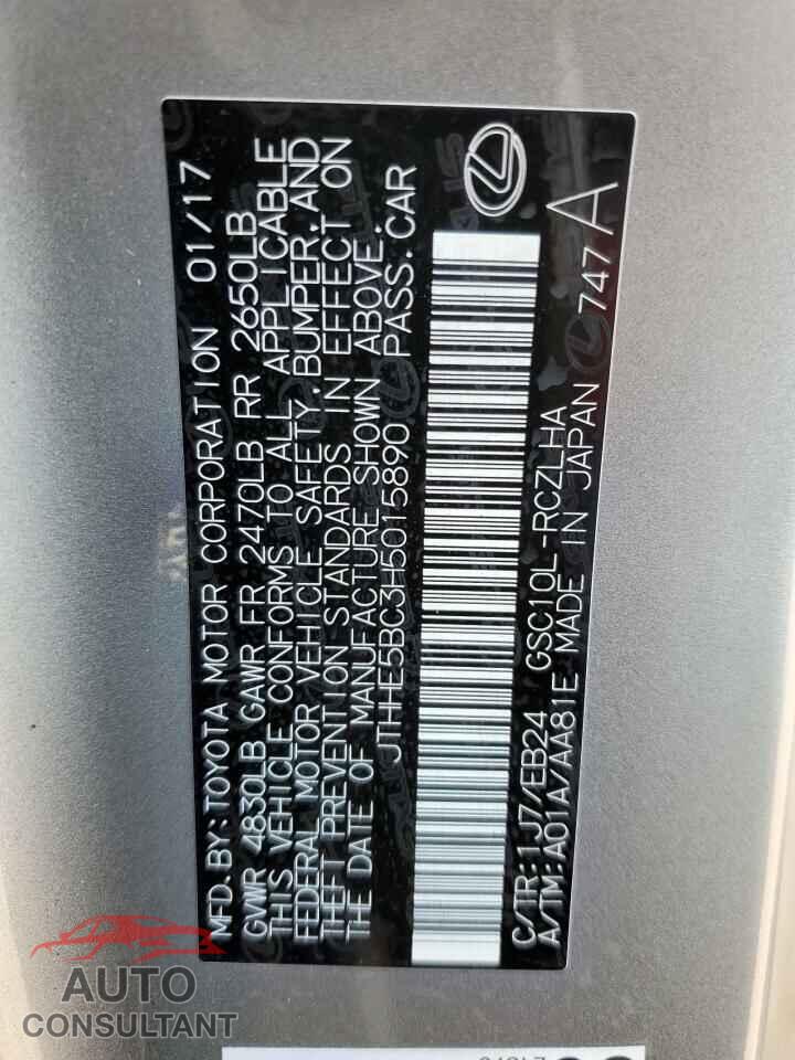 LEXUS RX350 2017 - JTHHE5BC3H5015890