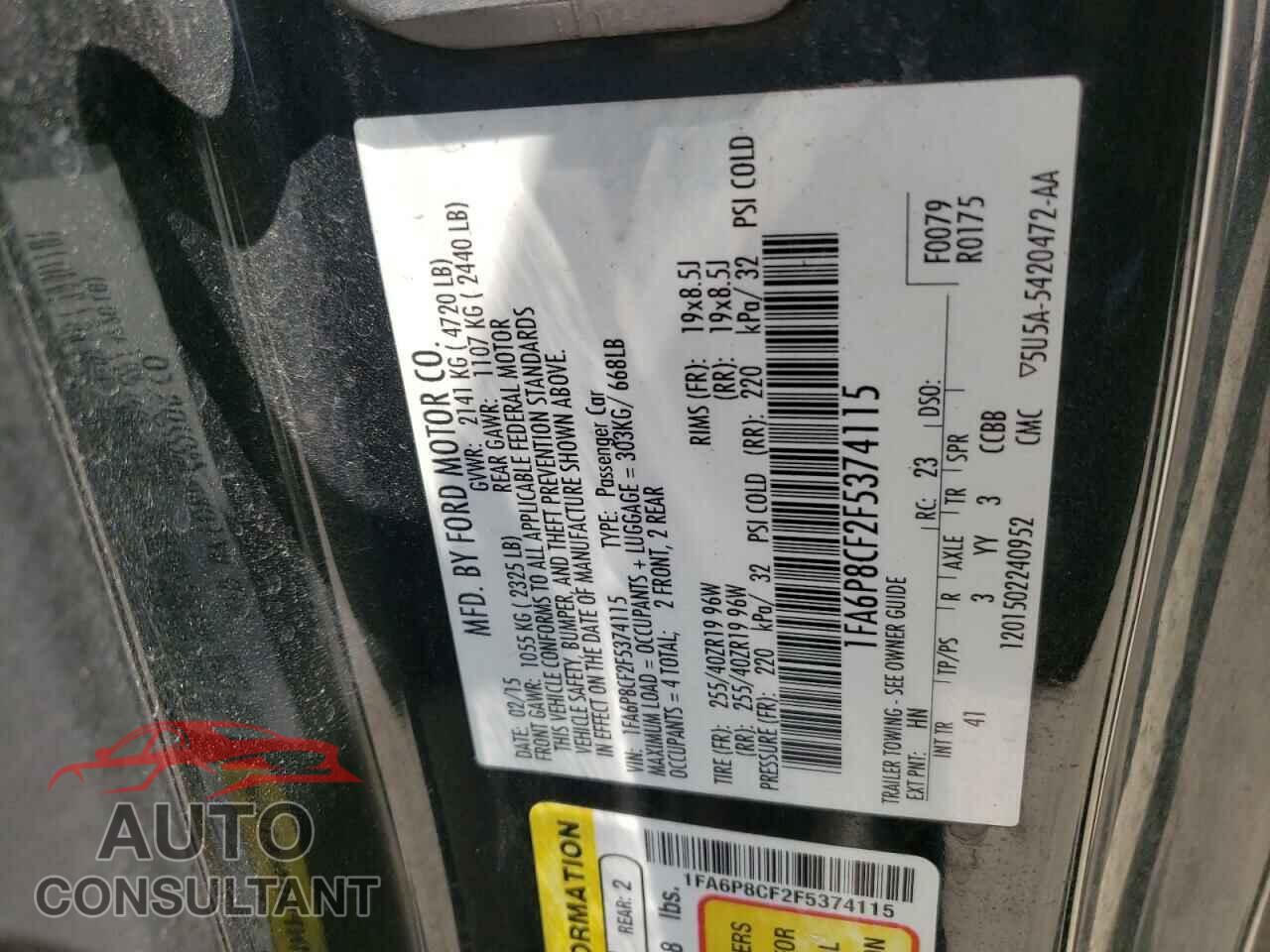 FORD MUSTANG 2015 - 1FA6P8CF2F5374115