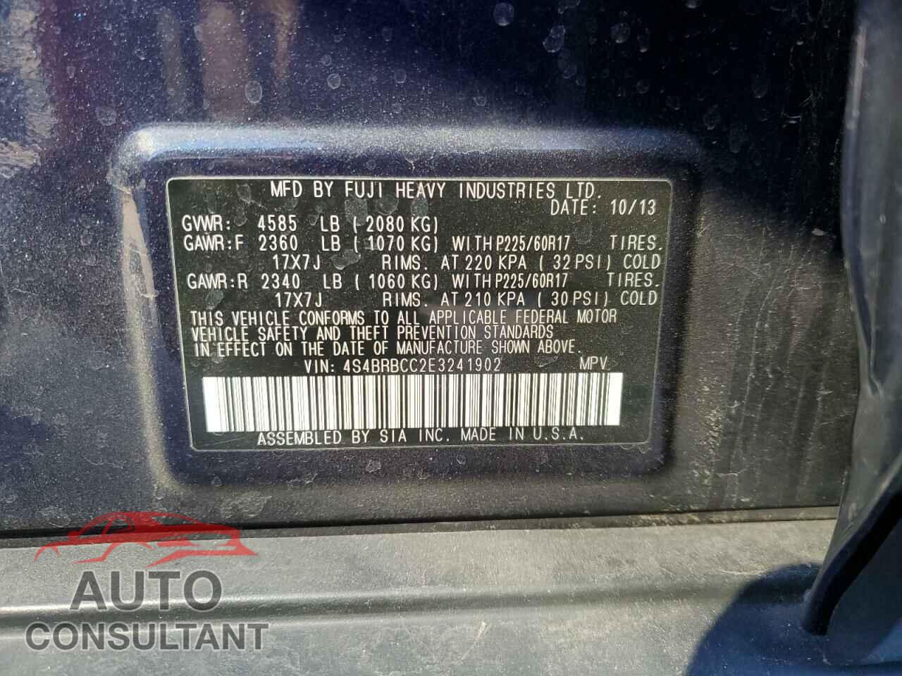 SUBARU OUTBACK 2014 - 4S4BRBCC2E3241902