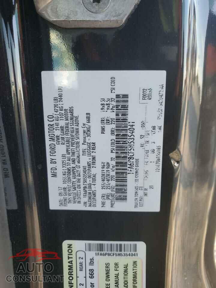 FORD MUSTANG 2017 - 1FA6P8CF5H5354041