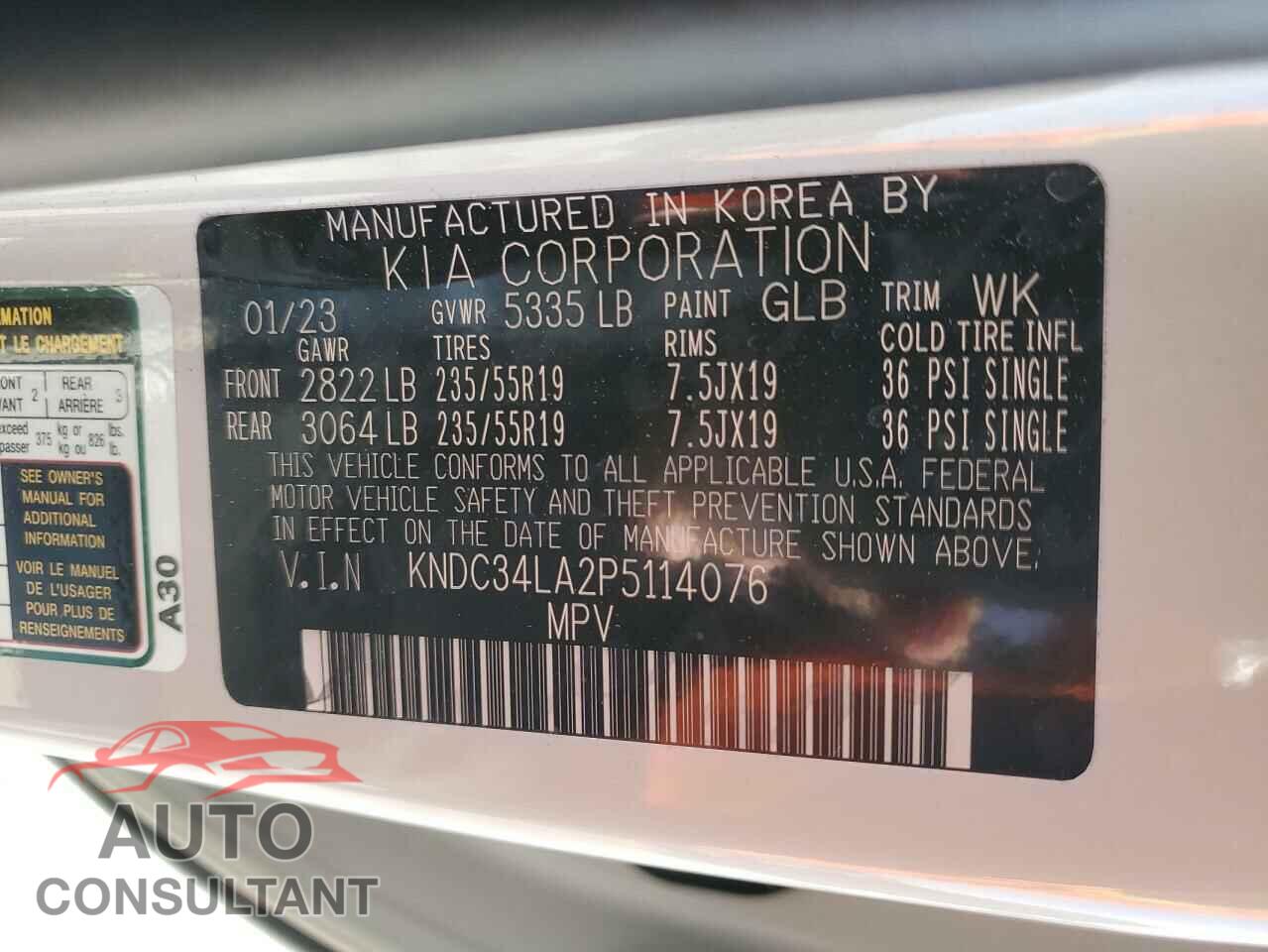 KIA EV6 LIGHT 2023 - KNDC34LA2P5114076
